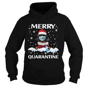 Dog Dachshund Face Mask Merry Christmas Quarantine shirt