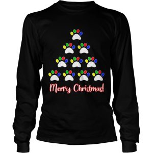 Dog Rescue of Iowa Dog Paw Merry Christmas Tree shirt 2