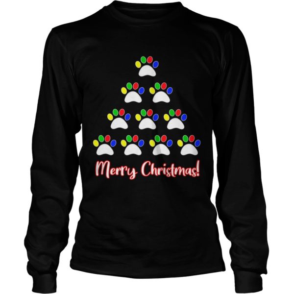 Dog Rescue of Iowa Dog Paw Merry Christmas Tree shirt