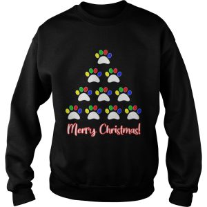 Dog Rescue of Iowa Dog Paw Merry Christmas Tree shirt 3