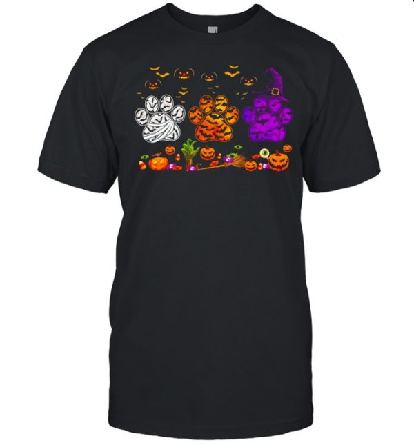 Dogs Paw Pumpkin Halloween T-shirt