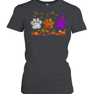 Dogs Paw Pumpkin Halloween T shirt 2