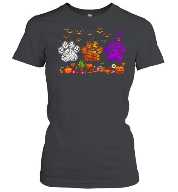 Dogs Paw Pumpkin Halloween T-shirt