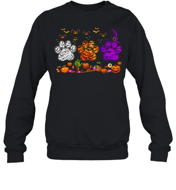 Dogs Paw Pumpkin Halloween T-shirt