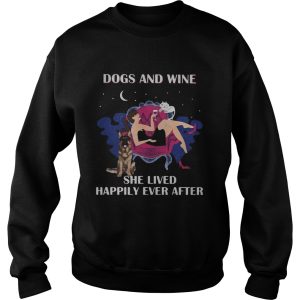 Dogs and wine she lived happily ever after shirt 2