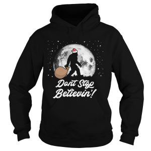 Dont Stop Believin Funny Bigfoot Santa Moon Christmas shirt 1