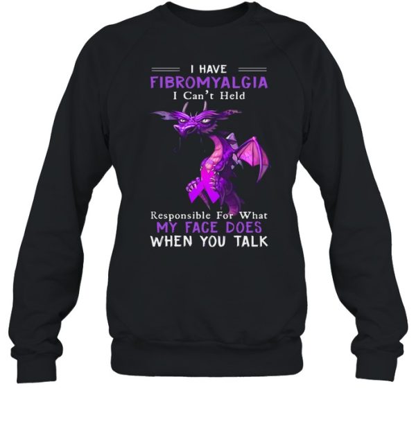 Dragon Hug Breast Cancer I Have Fibromyalgia I Can’t Held Responsible For What My Face Does shirt