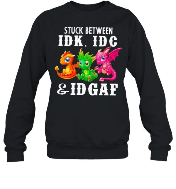 Dragons stuck between Idk Idc and Idgaf shirt