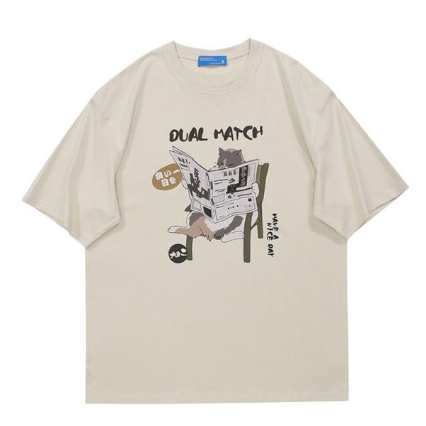 Dual Match premium harajuku cat t-shirt