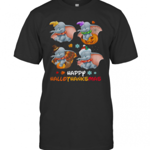 Dumbo Disney Halloween And Merry Christmas Happy Hallothanksmas T-Shirt