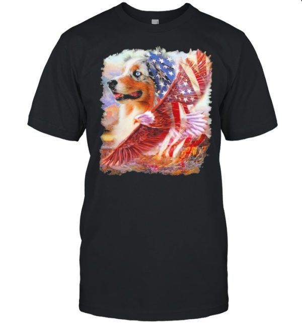 Eagle Australian Shepherd American Wings Happy 4th Of July Shirt