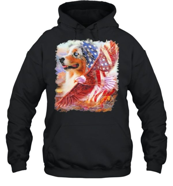 Eagle Australian Shepherd American Wings Happy 4th Of July Shirt