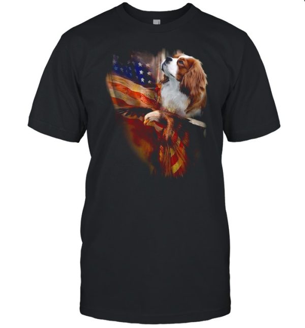 Eagle Cavalier King Charles Spaniel American Wings Happy 4th Of July Shirt