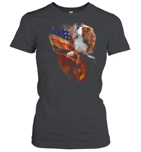 Eagle Cavalier King Charles Spaniel American Wings Happy 4th Of July Shirt