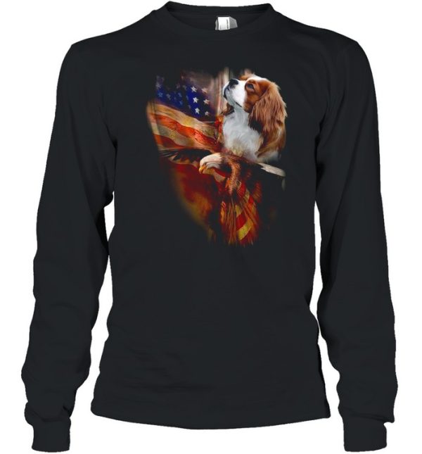 Eagle Cavalier King Charles Spaniel American Wings Happy 4th Of July Shirt