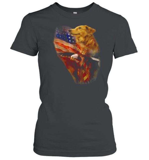 Eagle Cgolden Retriever American Wings Happy 4th Of July Shirt