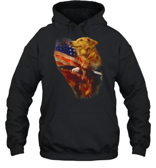 Eagle Cgolden Retriever American Wings Happy 4th Of July Shirt