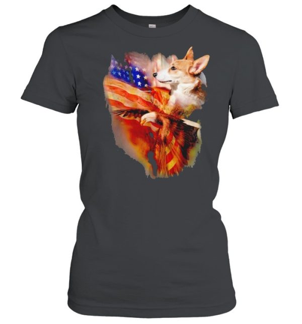 Eagle Corgi American Wings Happy 4th Of July Shirt