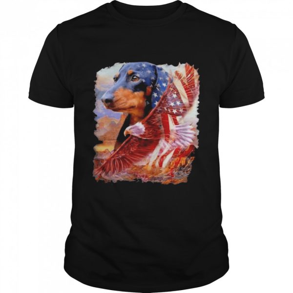 Eagle Dachshund American Wings Happy 4th Of July American Flag T-shirt