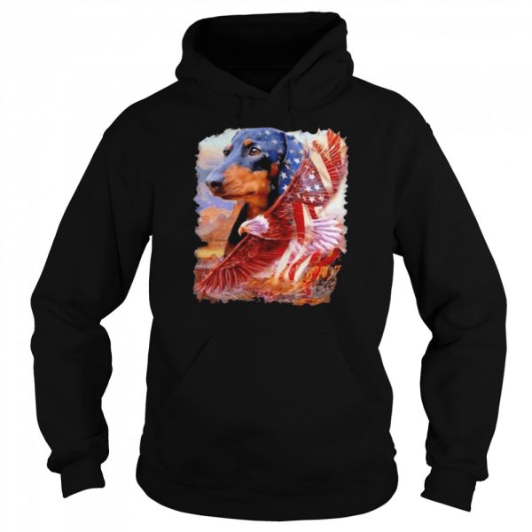 Eagle Dachshund American Wings Happy 4th Of July American Flag T-shirt