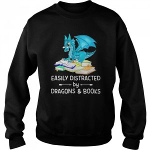 Easily Distracted By Dragons And Books Shirt 4