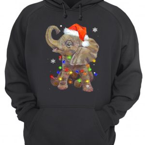 Elephant Santa Christmas Light shirt 3