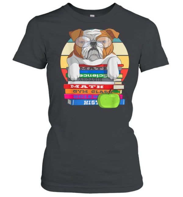 English Bulldog Back To School Book Worm Dog shirt