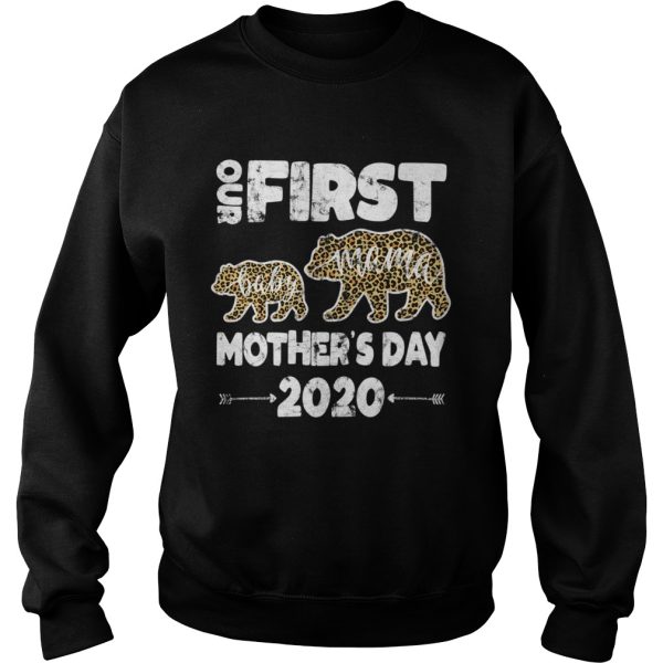 First mothers day mom baby bear Leopard Plaid new mom shirt