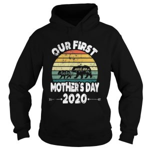 First mothers day mom baby bear Retro Sunset new mom shirt