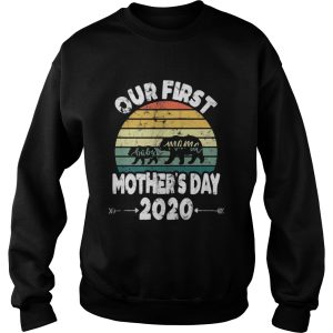 First mothers day mom baby bear Retro Sunset new mom shirt