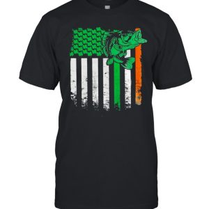 Fishing St Patricks Day Irish American Flag shirt