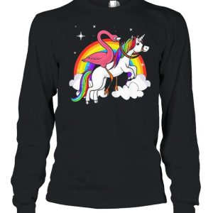 Flamingo Bird Riding Unicorn Magical Rainbow shirt 1