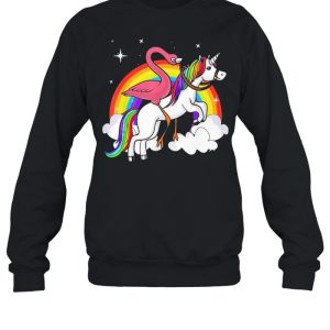 Flamingo Bird Riding Unicorn Magical Rainbow shirt