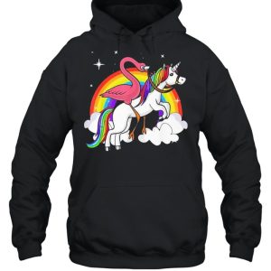 Flamingo Bird Riding Unicorn Magical Rainbow shirt 3