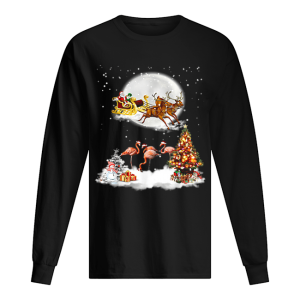 Flamingo Christmas Santa Riding Reindeer shirt 1