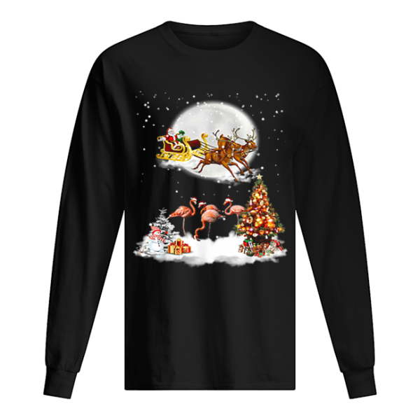 Flamingo Christmas Santa Riding Reindeer shirt