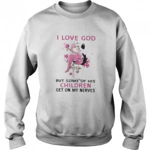 Flamingo I love god but some of his children get on my nerves shirt 4