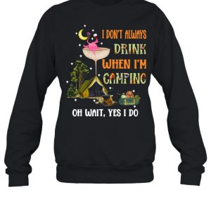 Flamingo Wine I Dont Always Drink When I'm Camping Oh Wait Yes I Do T shirt 2