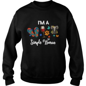 Flip Flops Wine Elephant Im A Simple Woman shirt 2