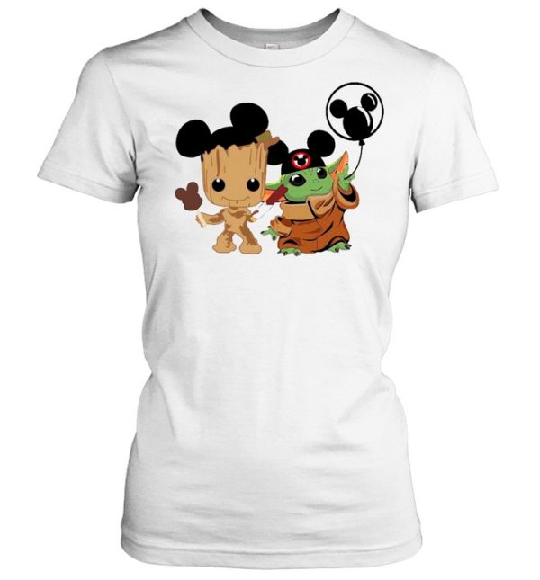 Friends Baby Yoda And Baby Groot Mickey Balloon shirt