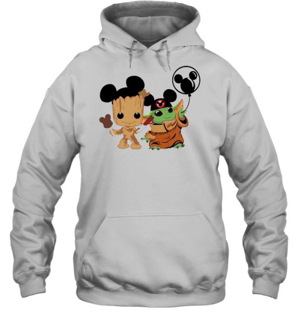 Friends Baby Yoda And Baby Groot Mickey Balloon shirt