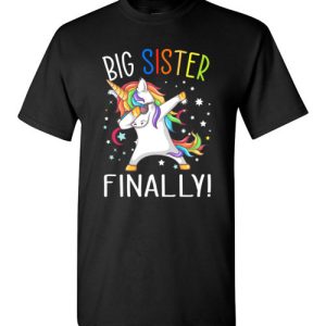 Funny Baby announcement Family Shirts Unicorn dabbing Big Sister Reveal