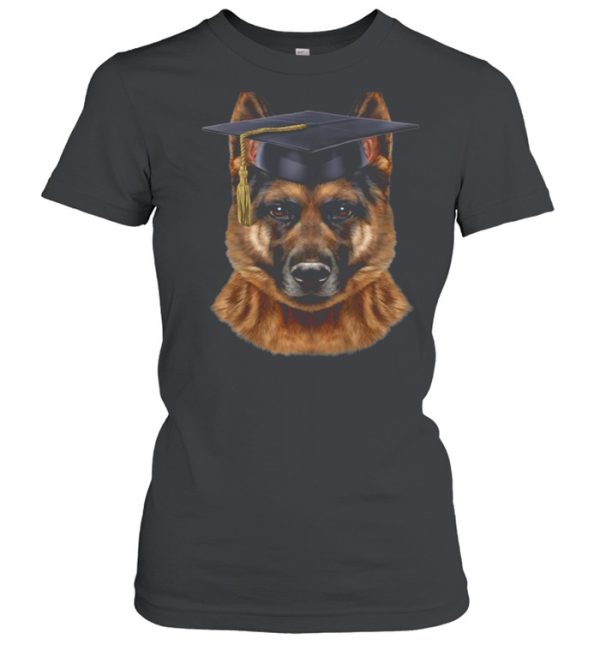 German Shepherd Dog wearing University Bachelor Cap shirt