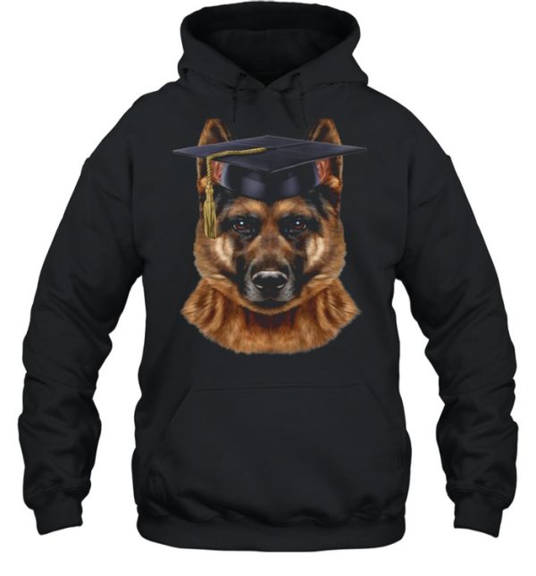 German Shepherd Dog wearing University Bachelor Cap shirt