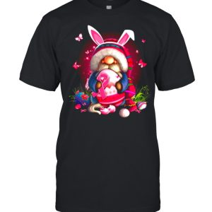 Gnome Hug Breast Cancer And Eggs Happy Easter Day shirt