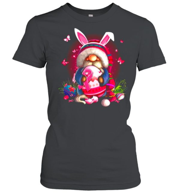 Gnome Hug Breast Cancer And Eggs Happy Easter Day shirt