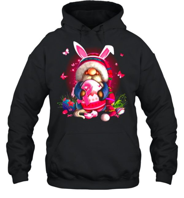 Gnome Hug Breast Cancer And Eggs Happy Easter Day shirt