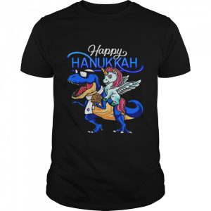 Happy Hanukkah Unicorn Riding Dinosaur Shirt