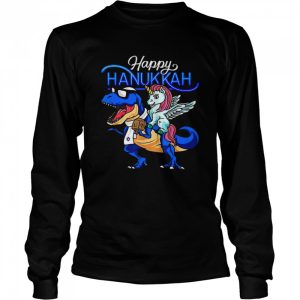 Happy Hanukkah Unicorn Riding Dinosaur Shirt 3