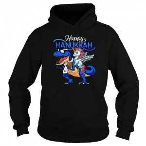 Happy Hanukkah Unicorn Riding Dinosaur Shirt 5